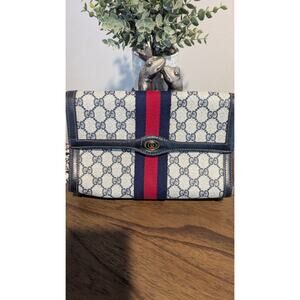 Vintage GUCCI Sherry Line Ophidia PVC Leather Clutch Bag